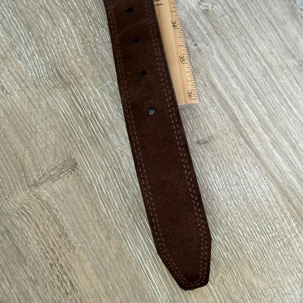 John W. Nordstrom Men's Brown Cahemere Suede Belt Leather Silver Buckle Size 36